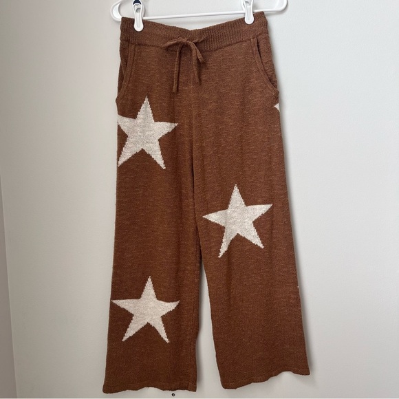 Promesa Pant and Top Set with Stars Brown Mocha Color Wide Leg Size Large - Picture 8 of 16